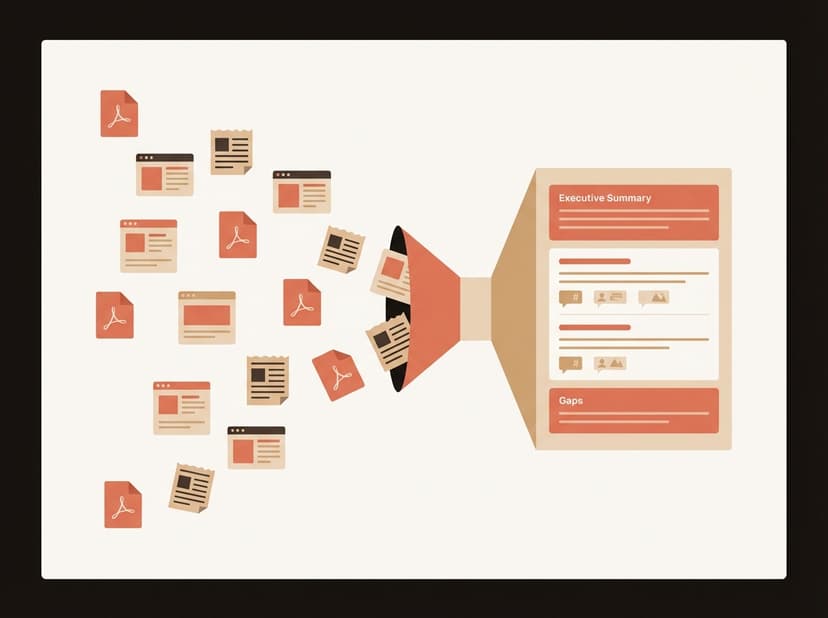 20 Sources → One Research Brief with Citations illustration